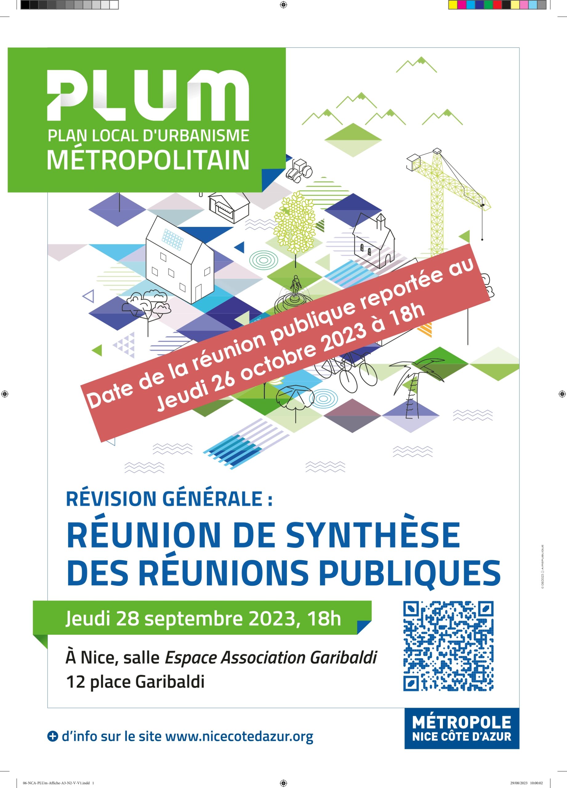 Réunion de synthèse des réunions publiques – Révision générale du PLUm – Jeudi 26 octobre, à 18h à Nice
