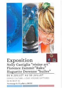 Exposition Résine art, raku et huiles du 8 au 20 juillet, salle Vogade