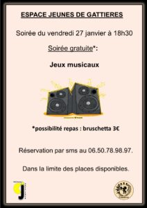 Soirée Espace Jeunes – Jeux musicaux vend. 27 janv. 18h30