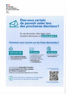Inscription listes électorales – Elections européennes du 9 juin 2024
