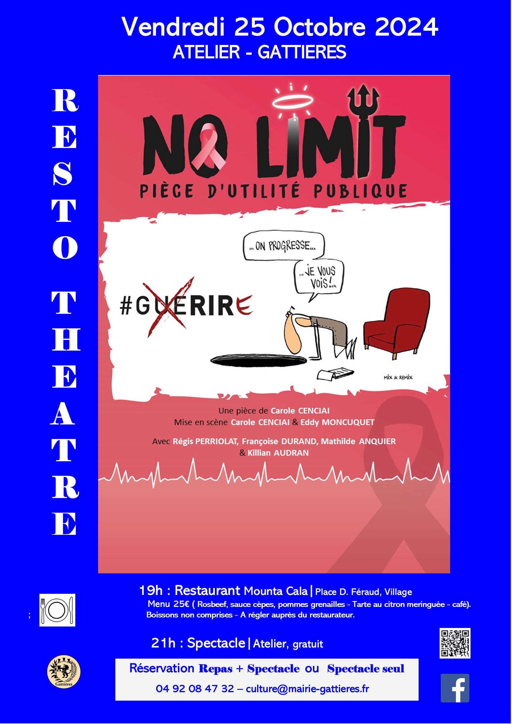 Resto Théâtre « No limit » Vendredi 25 octobre – Salle Atelier