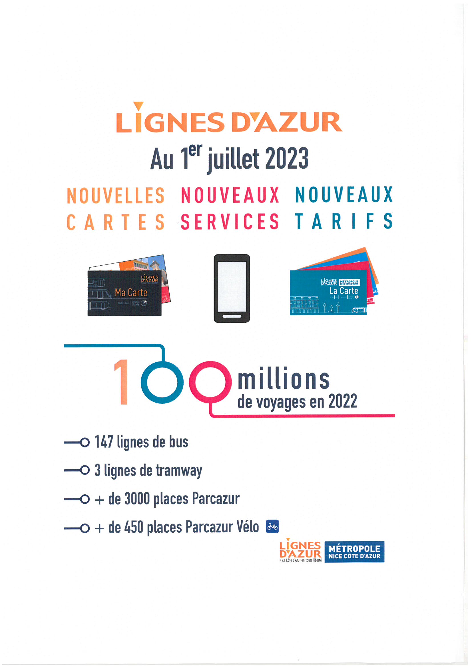 Changement de tarification/billettique du réseau Lignes d’Azur au 1er juillet 2023
